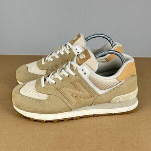 New Balance 574 Athletic Sneakers Mens 5 Womens 6.5 Tan Beige Low Top